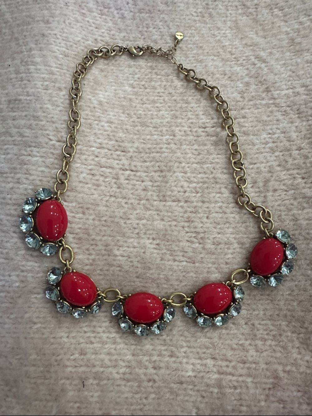 Stella & Dot Red and Gold-Tone Statement Necklace